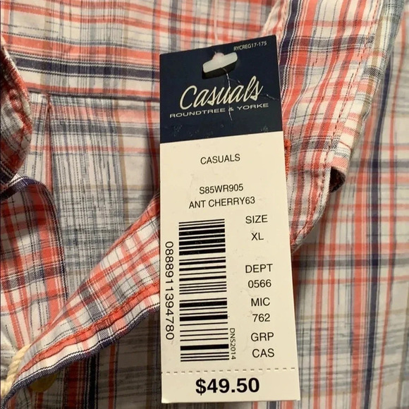 Roundtree & Yorke Shirt Plaid Casual Button Down X Large NWT - Picture 6 of 10